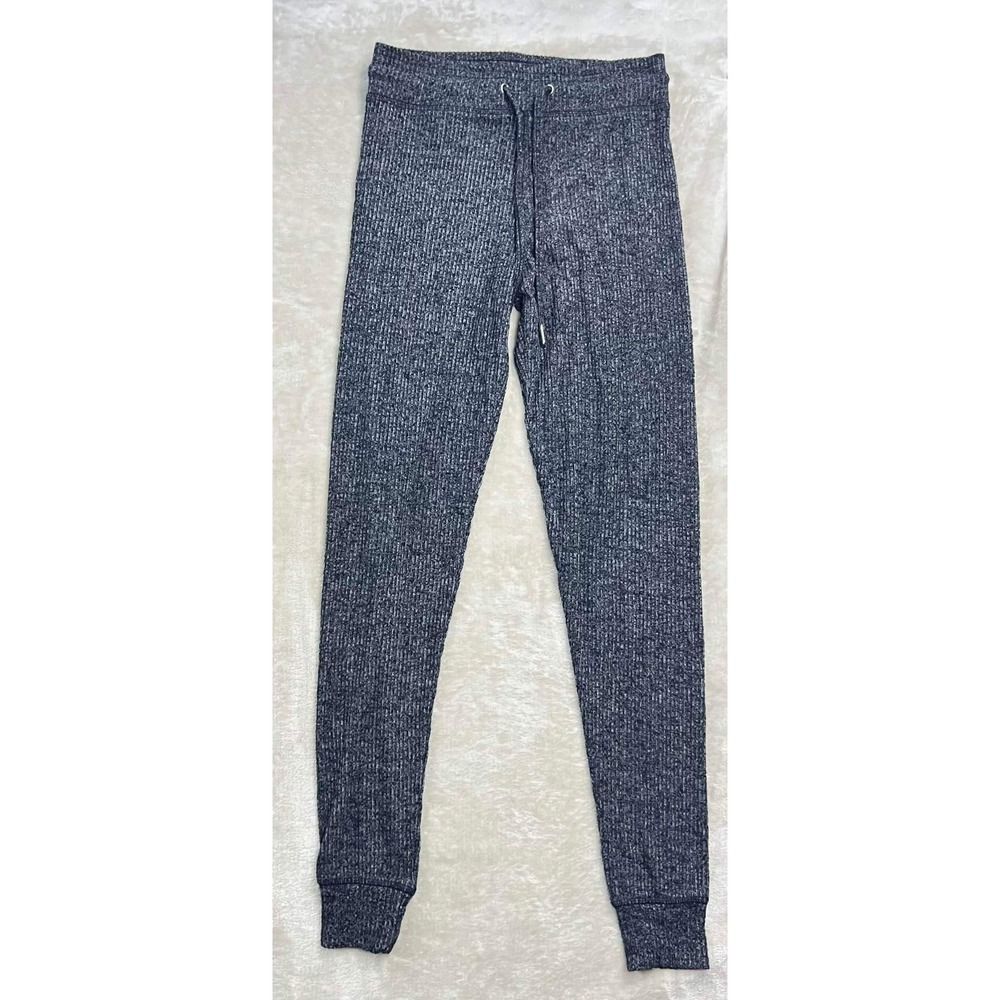 Topshop Petite Ribbed Knit Joggers Charcoal Gray Marl Drawstring Pants US 0